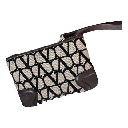 Valentino Garavani Valentino Pouche VLogo Canvas, BROWN, CANVAS, Clutche & pouche
