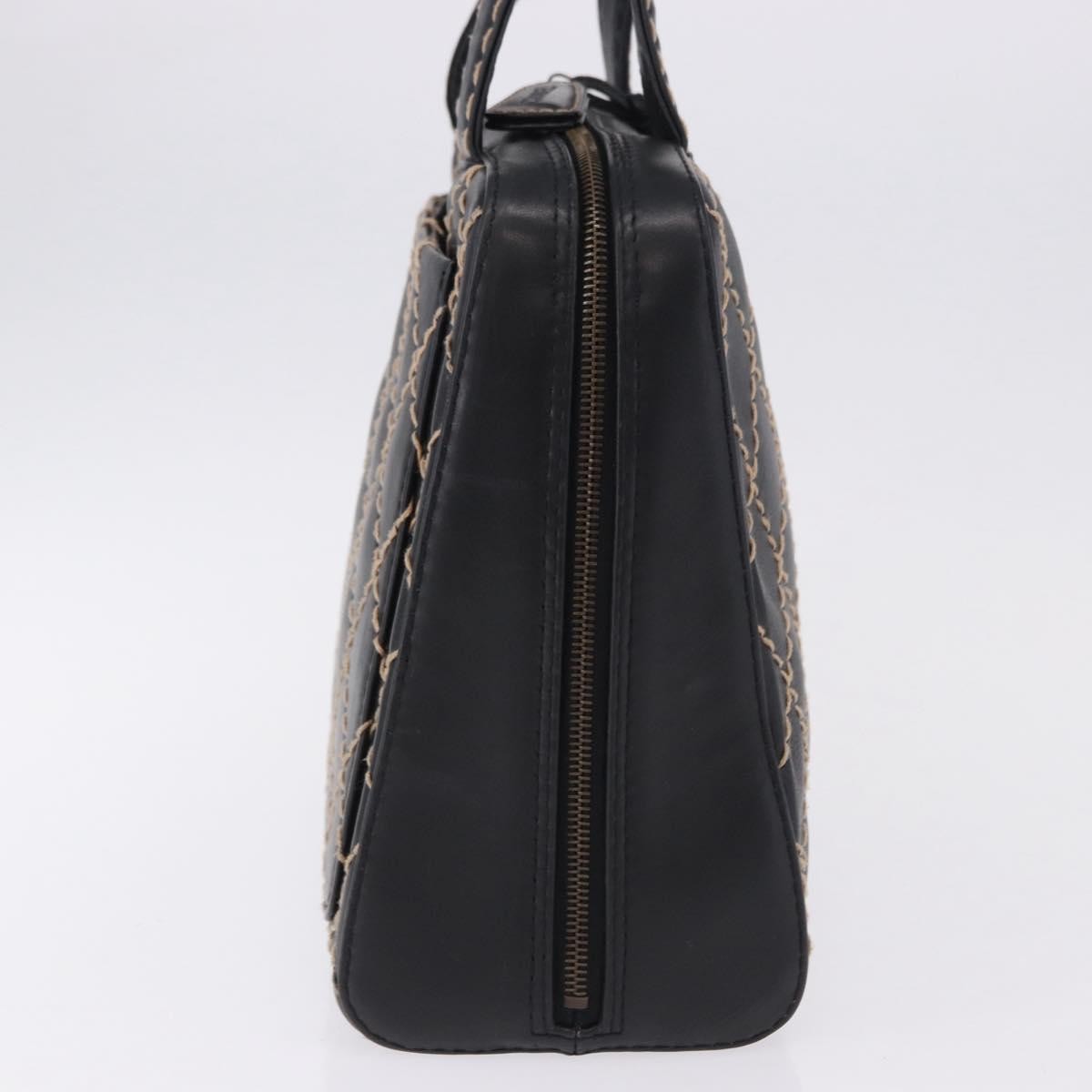 Chanel Surpique Zip Around Satchel Quilted Leather, Black, Leather, Handbag