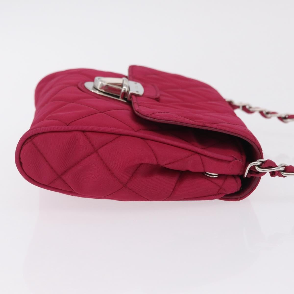 Prada Pushlock Chain Flap Quilted Tessuto, Pink, Nylon, Handbag