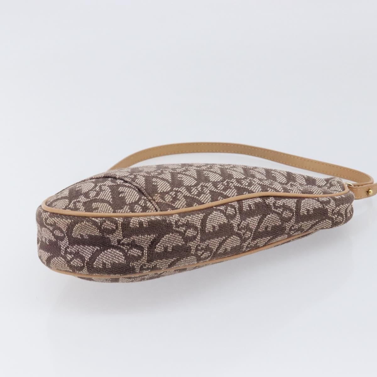 Christian Dior Vintage Saddle Bag Canvas, Brown, Canvas, Clutch