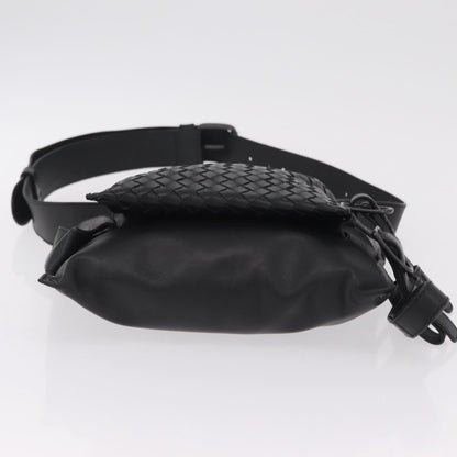 Bottega Veneta Utility Waist Leather with Intrecciato, Black, Leather, Shoulder Bag