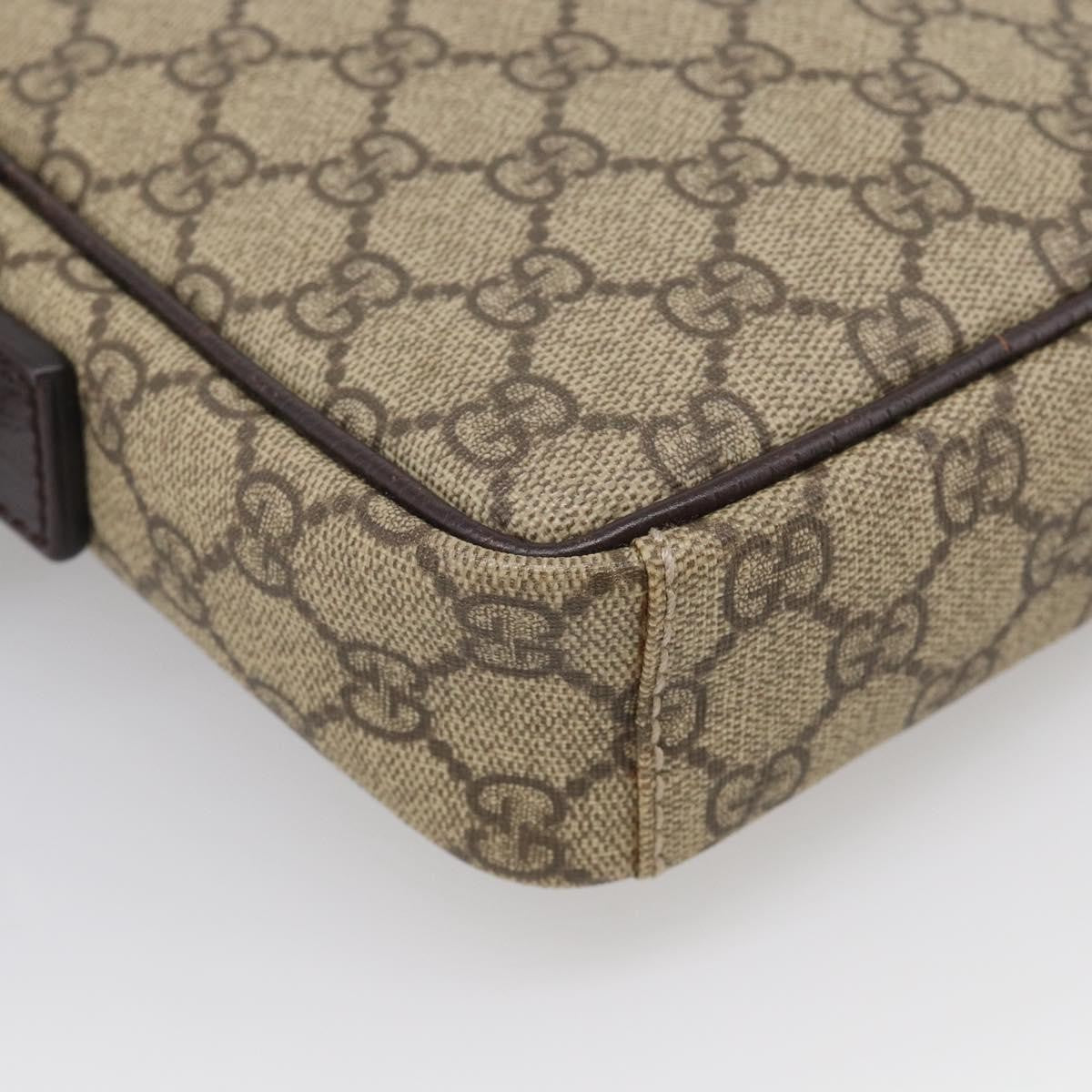 Gucci Vintage Front Pocket Flat Messenger GG Canvas and Leather, Beige, Canvas, Shoulder Bag