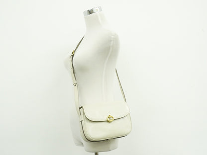 Celine Flap Shoulder Leather, Beige, Leather, Shoulder Bag