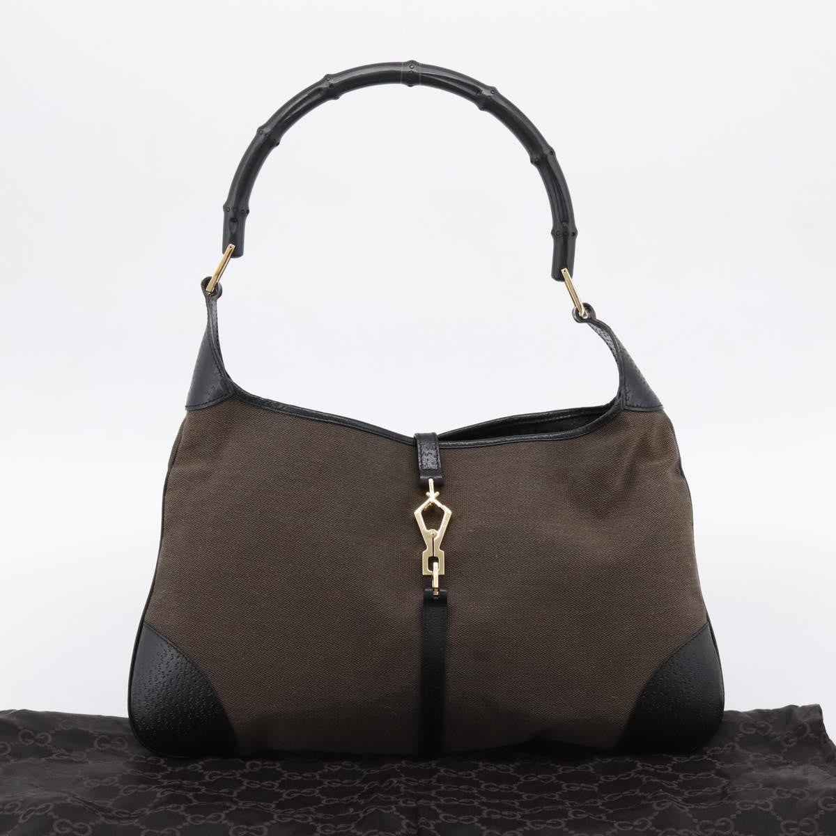 Gucci Bamboo Jackie Leather, Brown, Canvas, Handbag