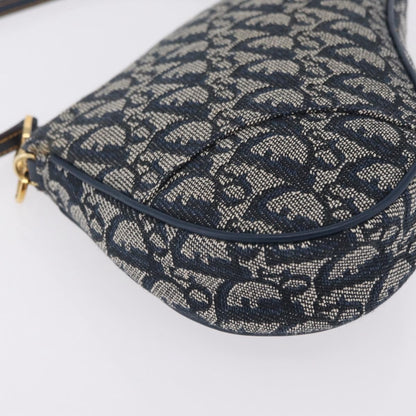 Christian Dior Vintage Saddle Bag Canvas, Navy, Canvas, Clutch