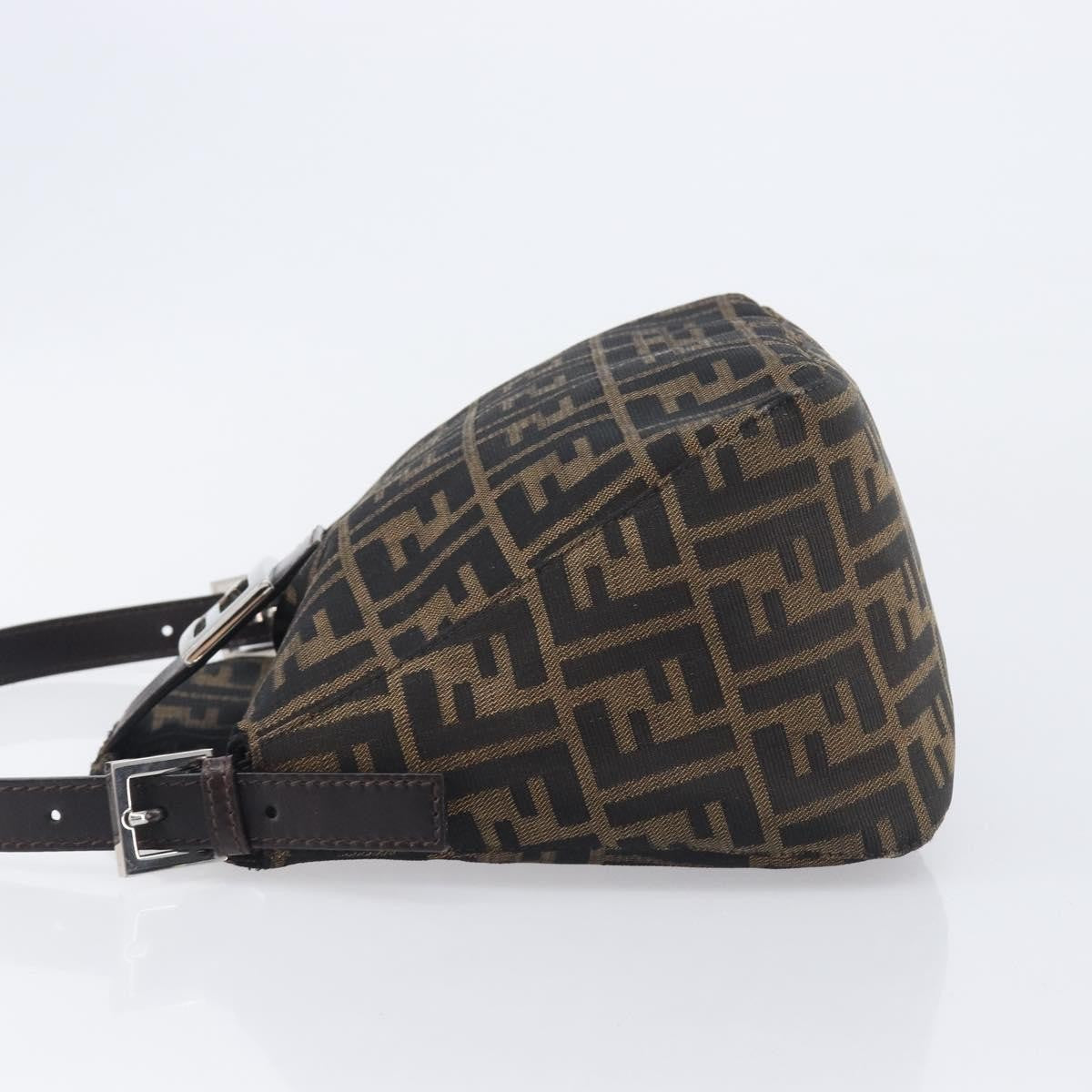 Fendi Round Flap Baguette Zucca Canvas, Black, Canvas, Shoulder Bag