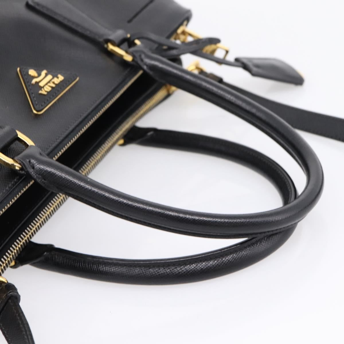 Prada Galleria Double Zip Saffiano Leather, Black, Leather, Tote Bag