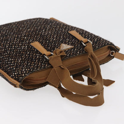 Prada Convertible Open Tweed, Brown, Canvas, Tote Bag