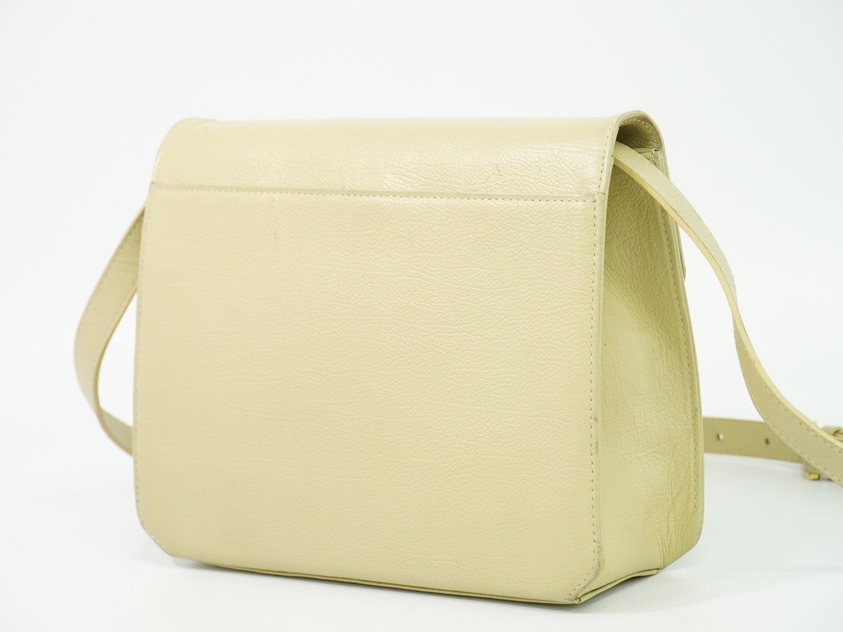 Saint Laurent Uptown Leather, Beige, Leather, Crossbody Bag