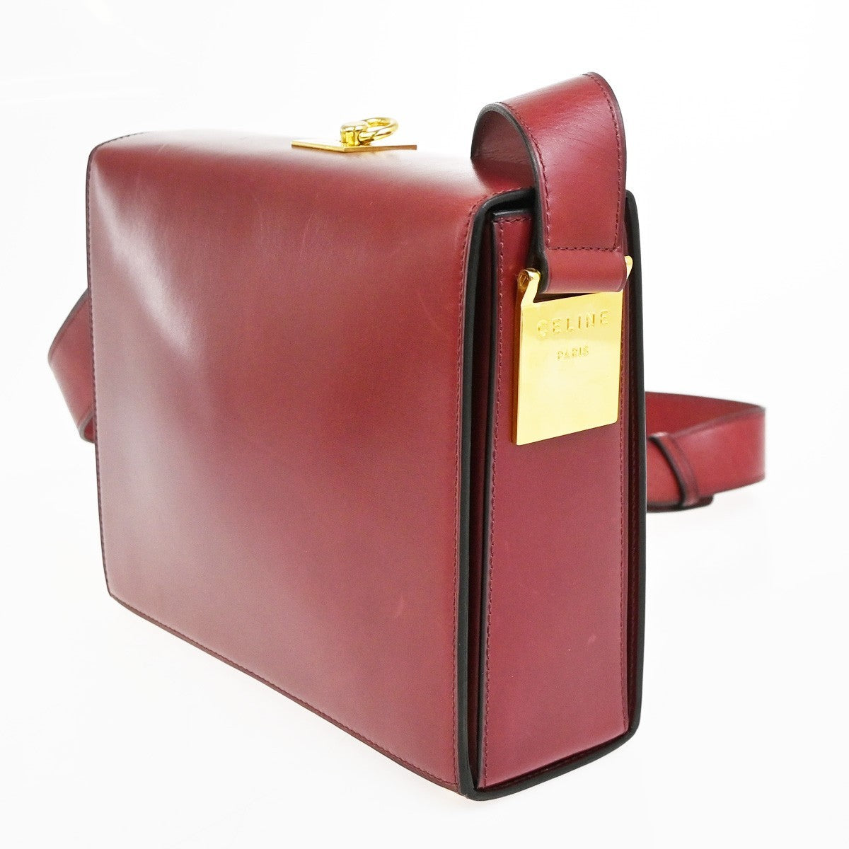 Celine Vintage Leather, Red, Leather, Shoulder Bag