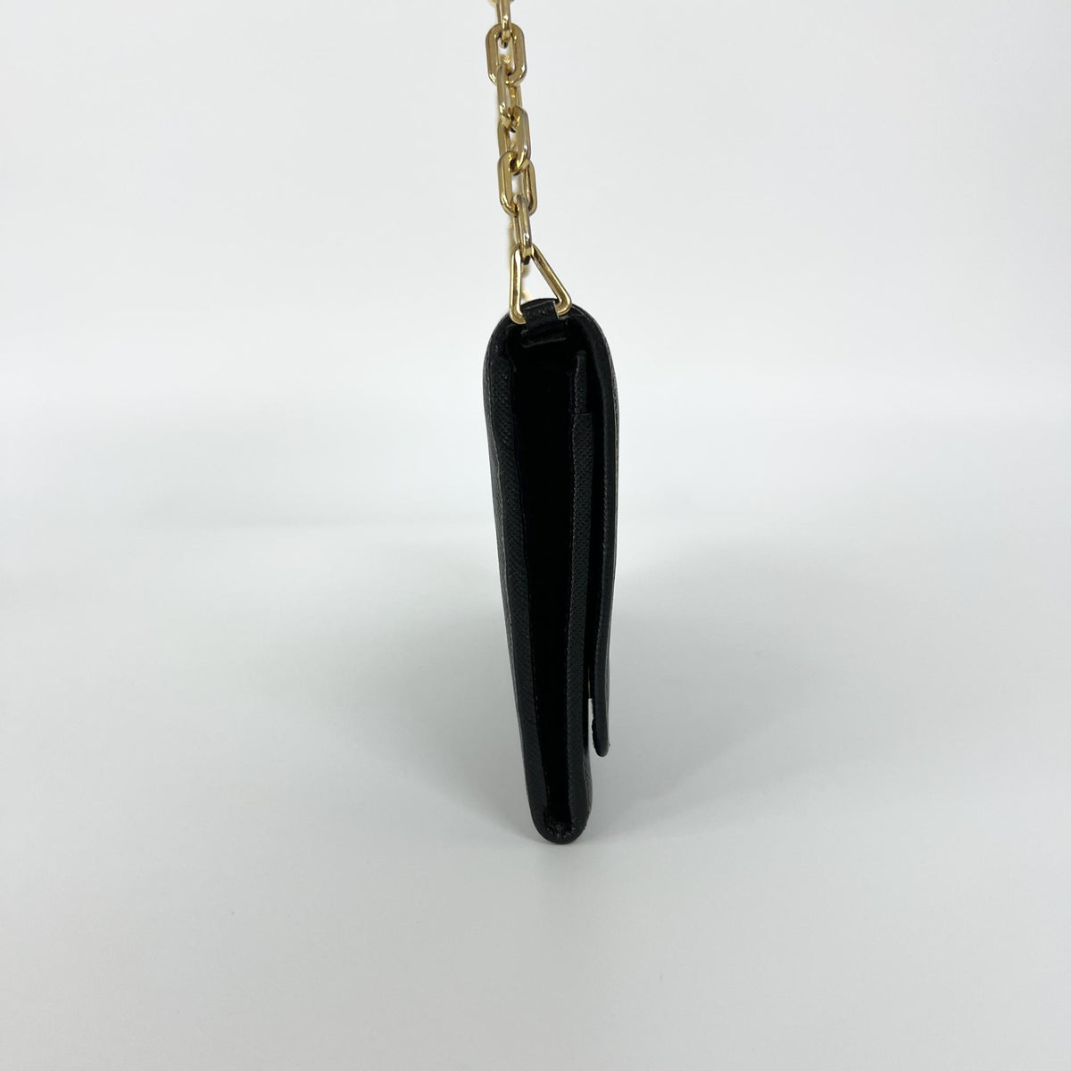 Prada Chain Saffiano Leather, Black, Leather, Crossbody Bag