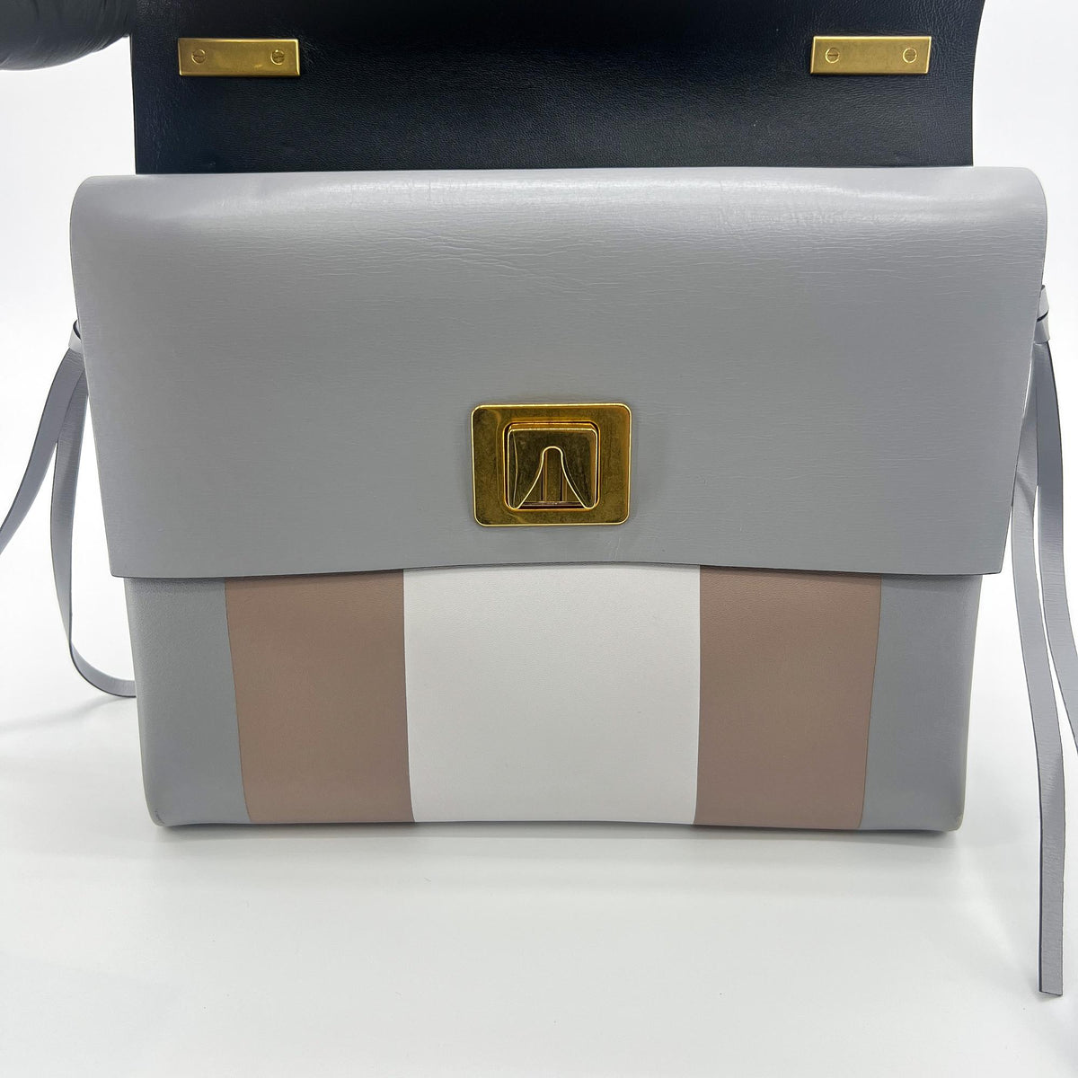 Valentino Garavani VRing Leather, Gray, Calfskin, Shoulder Bag