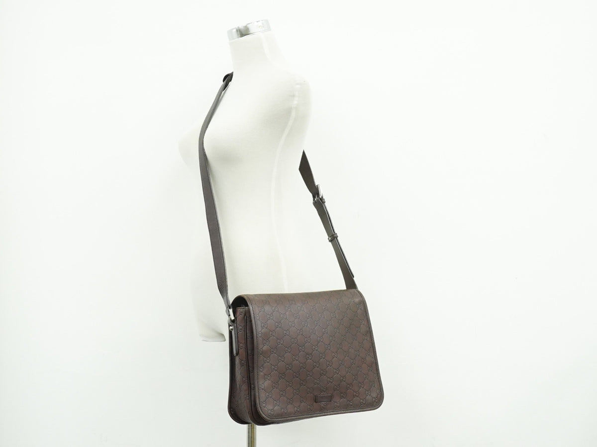 Gucci Flap Messenger Bag (Outlet) Guccissima Leather, Brown, Leather, Shoulder Bag