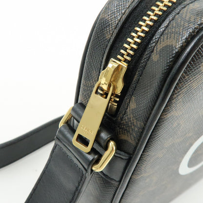 Celine Logo Messenger Triomphe Coated Canvas, Brown, Canvas, Handbag