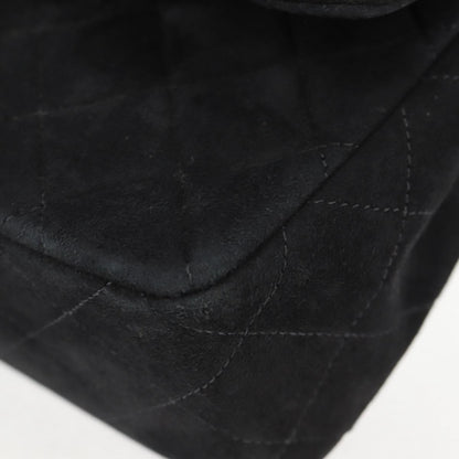 Chanel Vintage Classic Double Flap Bag Quilted Suede, BLACK, SUEDE, Handbag