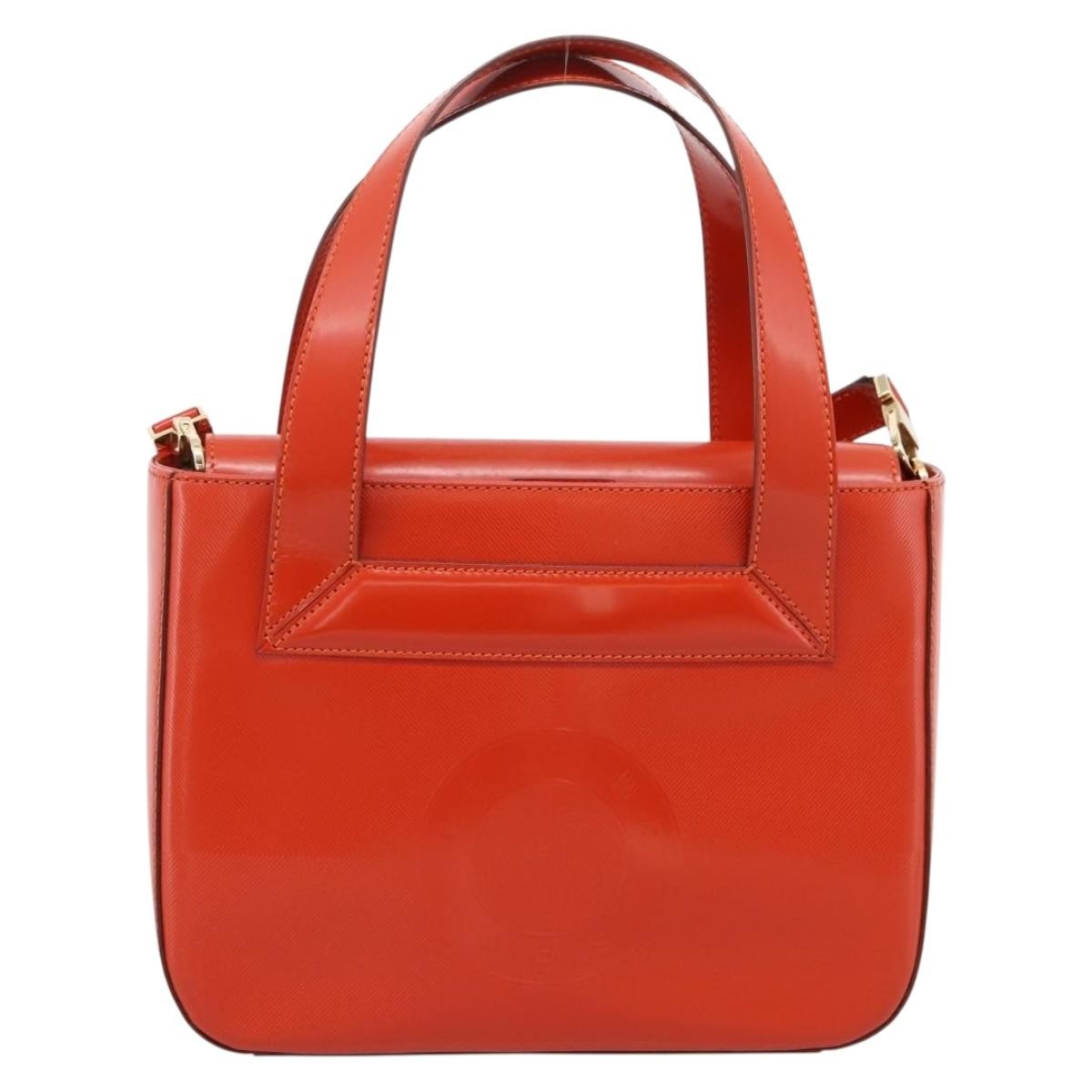 Celine Top Handle Leather, Orange, Leather, Handbag