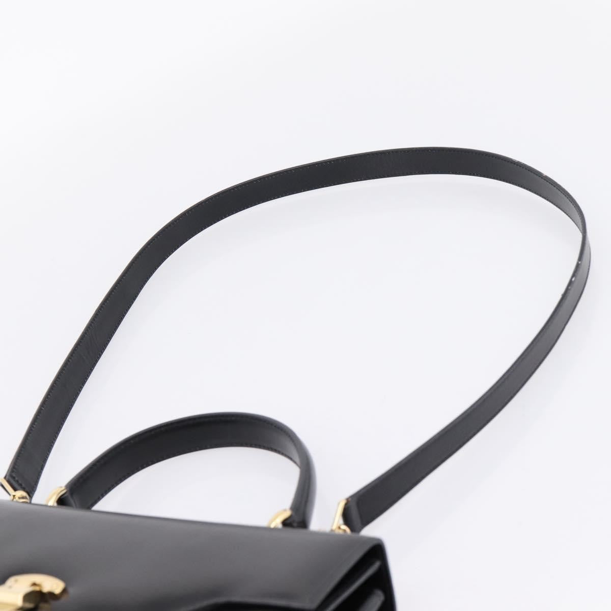Gucci Vintage Lady Lock Top Handle Leather, Black, Leather, Handbag