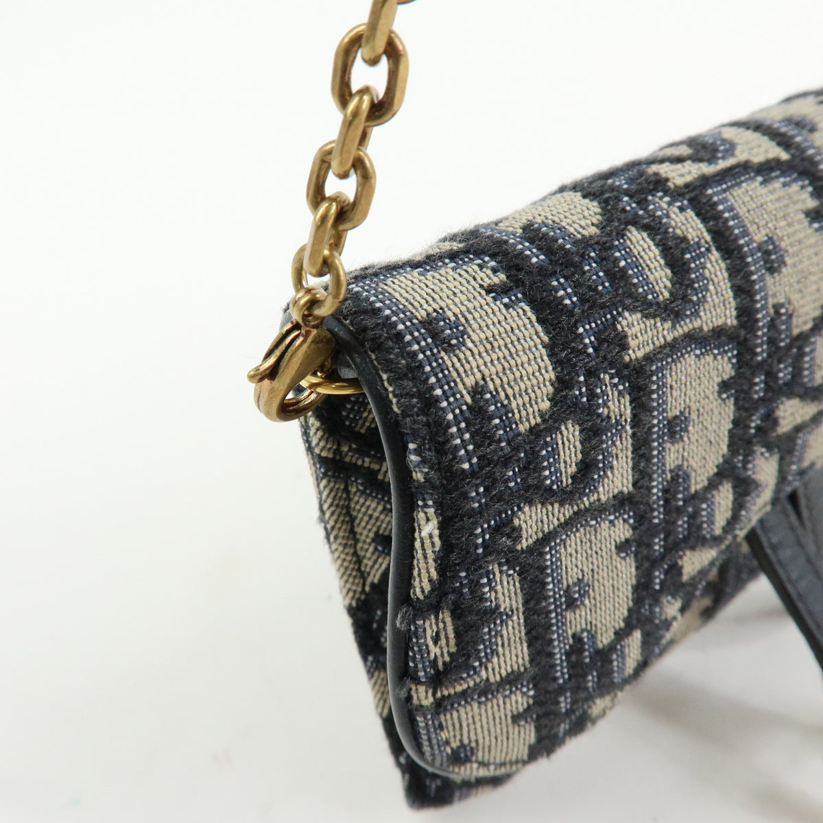 Christian Dior Saddle Pouch Leather, Beige, Canvas, Clutch