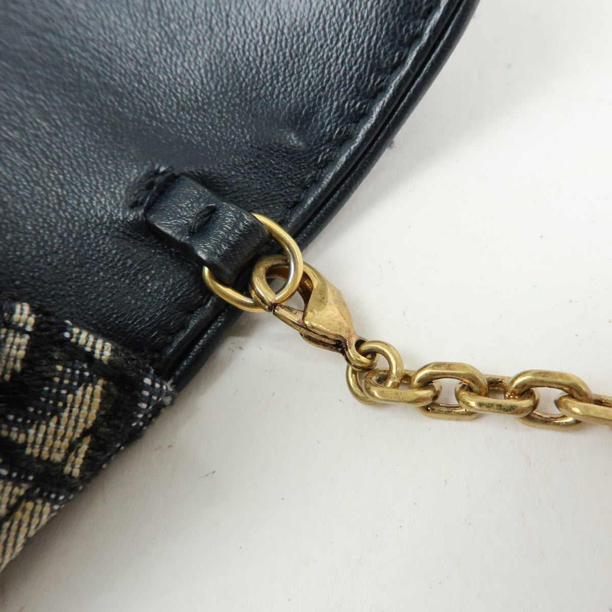 Christian Dior Saddle Pouch Leather, Beige, Canvas, Clutch