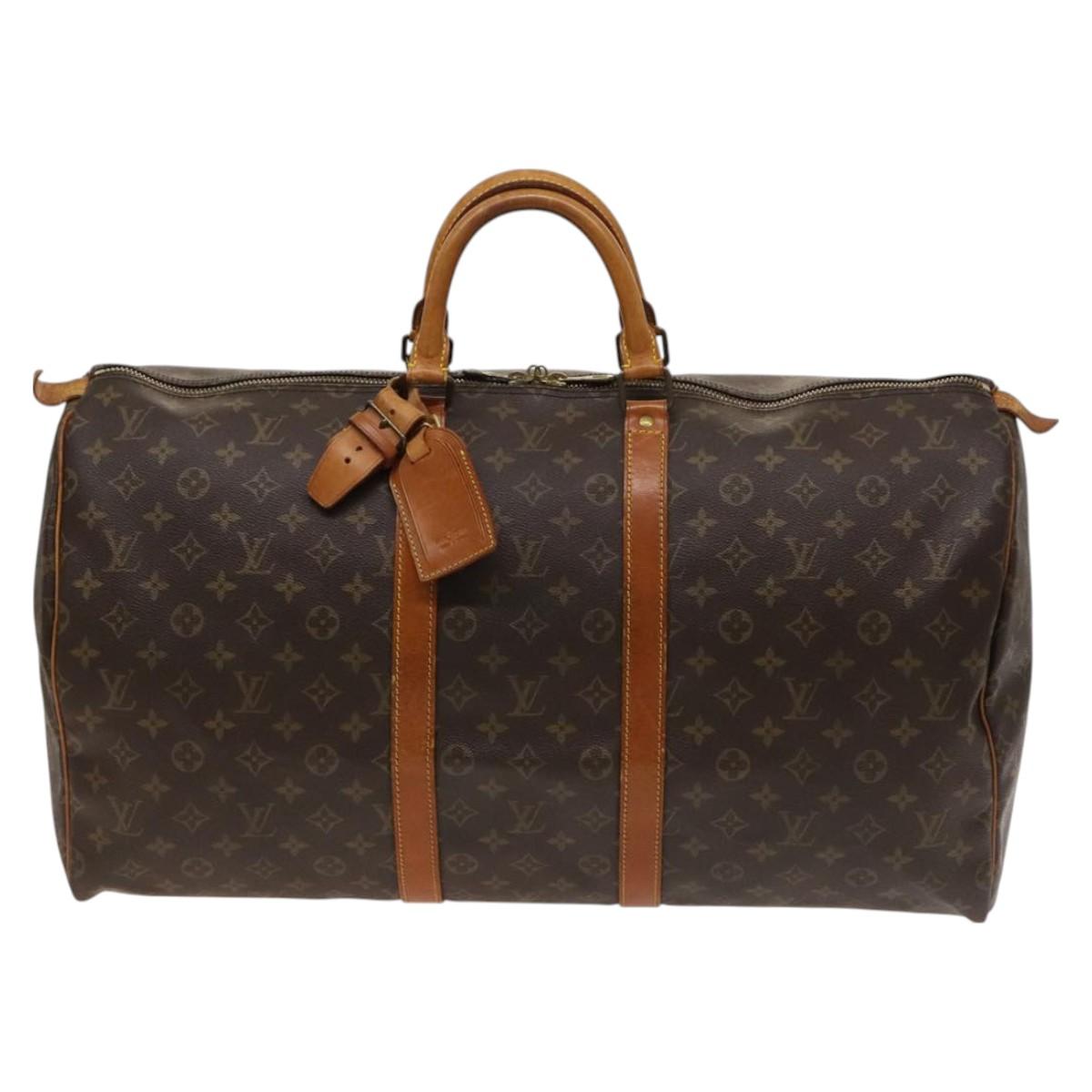Louis Vuitton Keepall Bag Monogram Canvas, BROWN, CANVAS, Travel bag