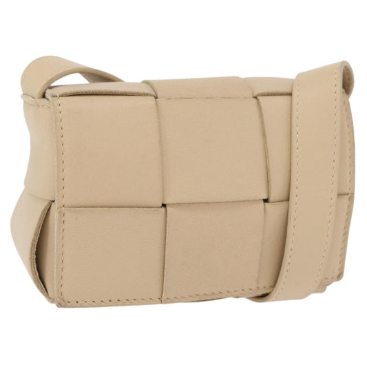 Bottega Veneta Cassette Maxi Intrecciato Leather, Beige, Leather, Crossbody Bag