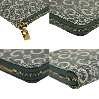 Celine Zipped Around Canvas, Green, Canvas, Wallet
