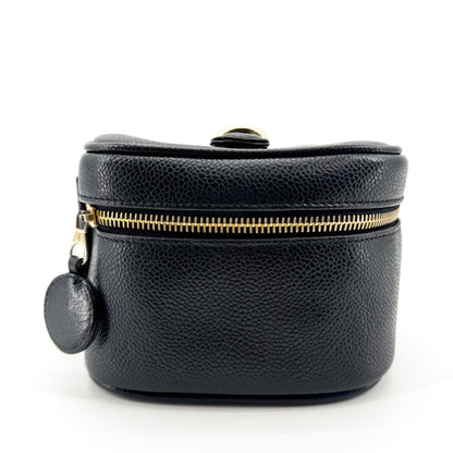 Chanel Vintage Timeless Cosmetic Case Caviar, Black, Leather, Clutch