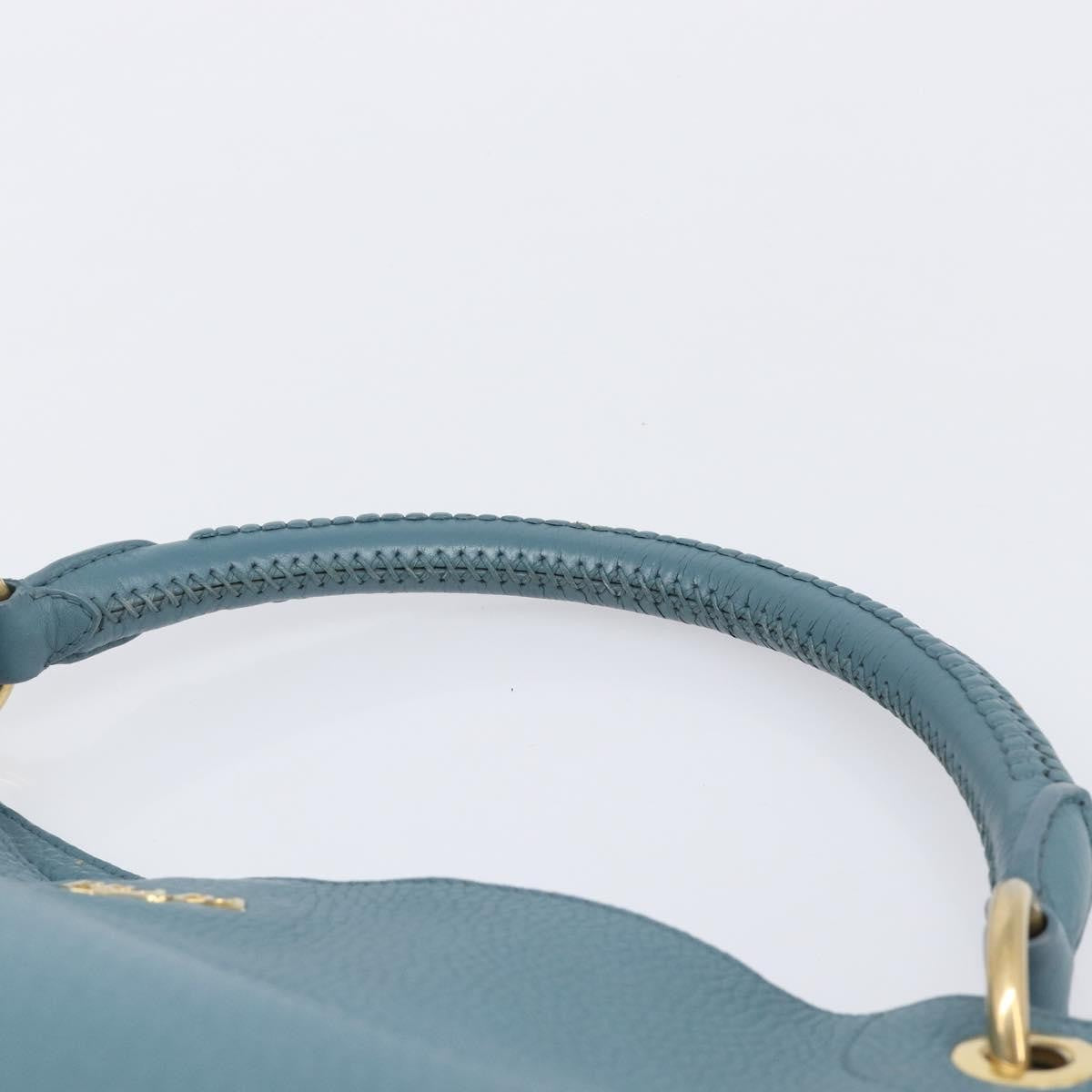Prada Rolled Hobo Vitello Daino, Blue, Leather, Shoulder Bag