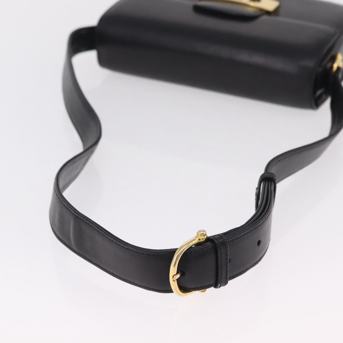 Celine Vintage Carriage Flap Leather, Black, Leather, Handbag