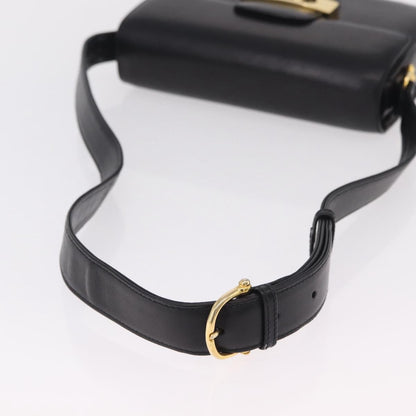 Celine Vintage Carriage Flap Leather, Black, Leather, Handbag