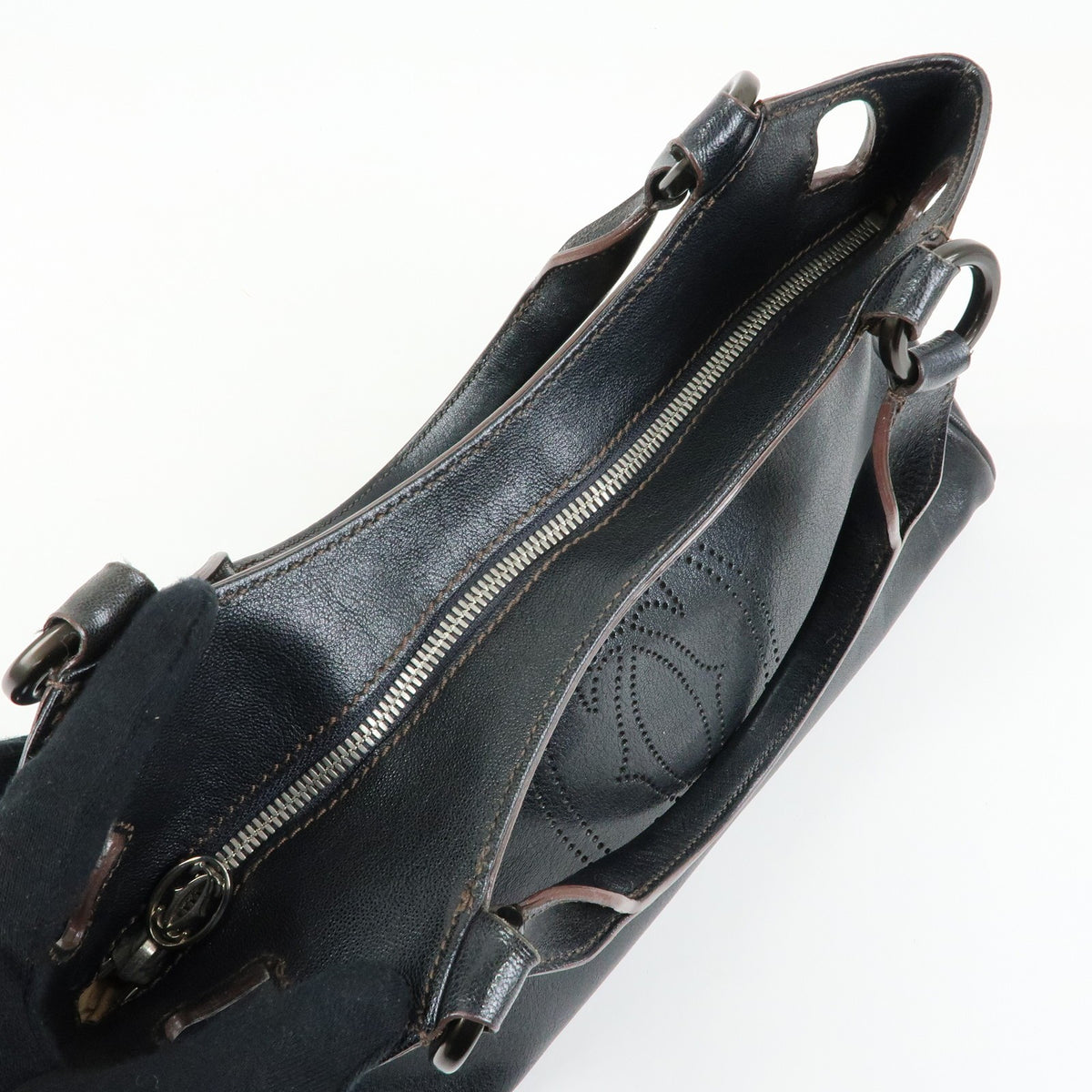 Cartier Marcello Leather, Black, Leather, Handbag