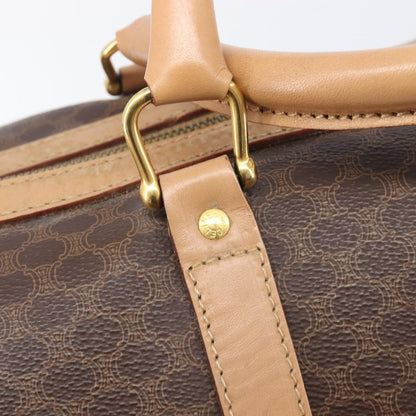 Celine Vintage Duffle Macadam Coated Canvas, Brown, PVC, Handbag