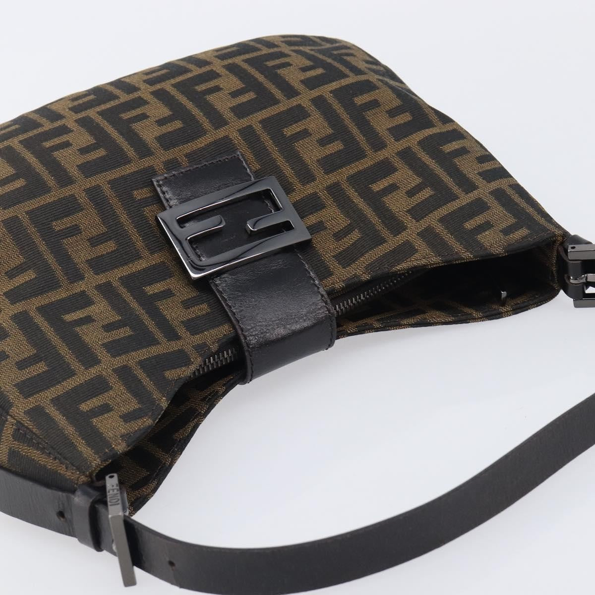 Fendi Vintage Pocket Zucca Canvas, Brown, Canvas, Shoulder Bag