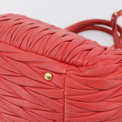 Miu Miu Madras Bowler Matelasse Leather, Red, Leather, Handbag