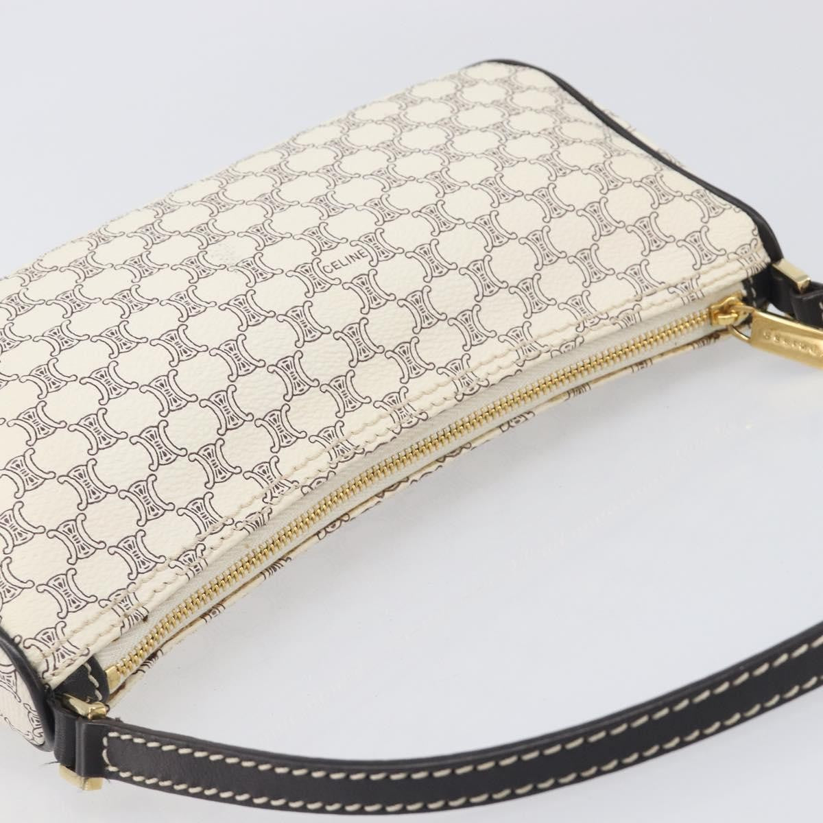 Celine Triomphe Macadam Zip Shoulder Bag Canvas, White, PVC, Clutch