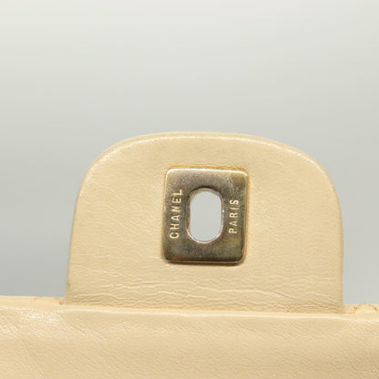 Chanel Vintage Square Classic Double Flap Bag Quilted Leather, BEIGE, LEATHER, Shoulder bag