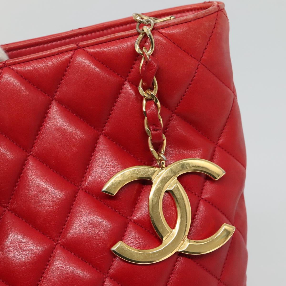 Chanel Chanel vintage cc chain leather, RED, LEATHER, Shoulder bag