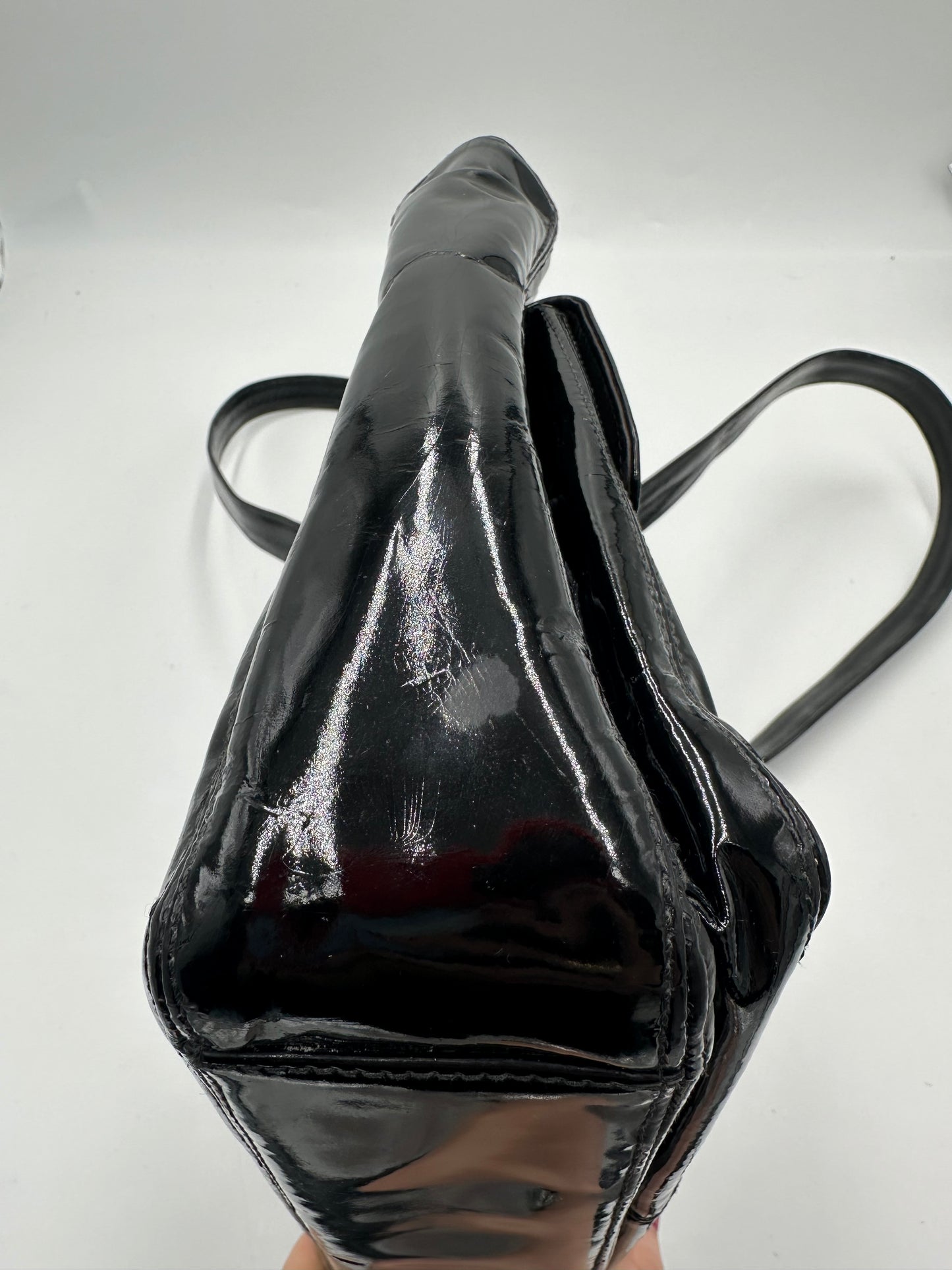 Chanel BLACK PATENT LEATHER HANDBAG diana, Black, Patent Leather, Shoulder Bag