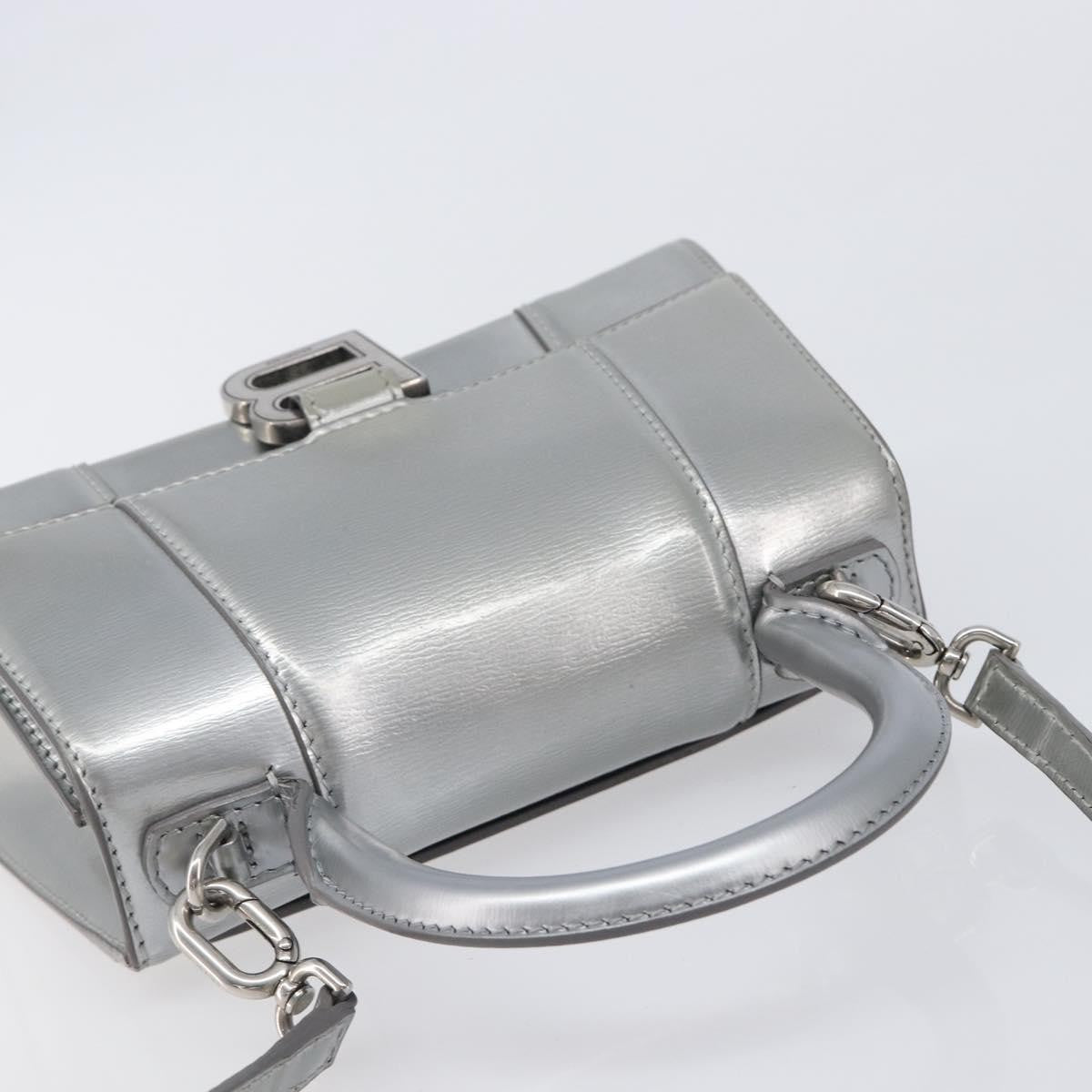 Balenciaga Hourglass Top Handle Leather, Silver, Leather, Handbag
