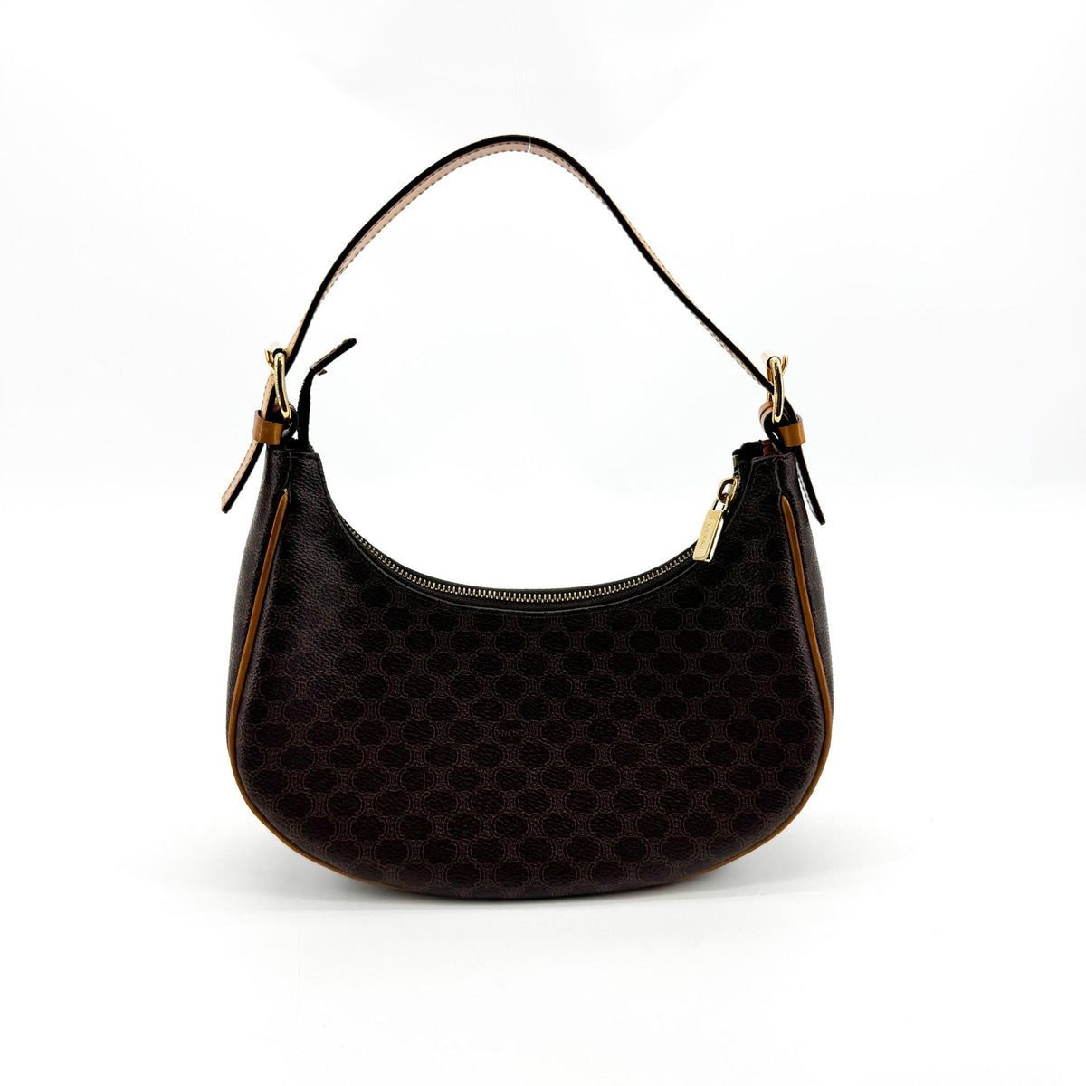 Celine Ava Triomphe Coated Canvas, Black, Canvas, Handbag