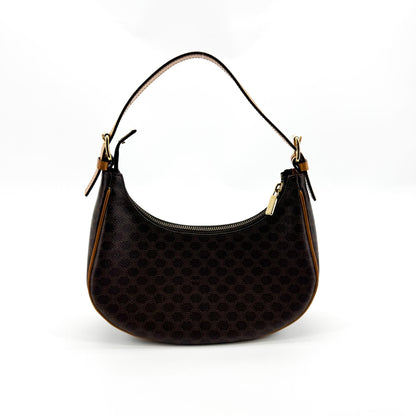Celine Ava Triomphe Coated Canvas, Black, Canvas, Handbag