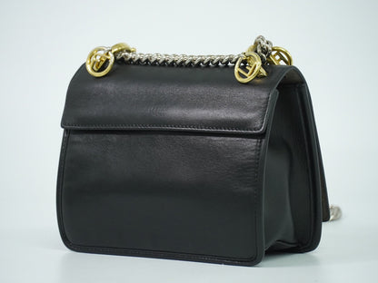 Fendi Kan I F Leather, Black, Leather, Shoulder Bag