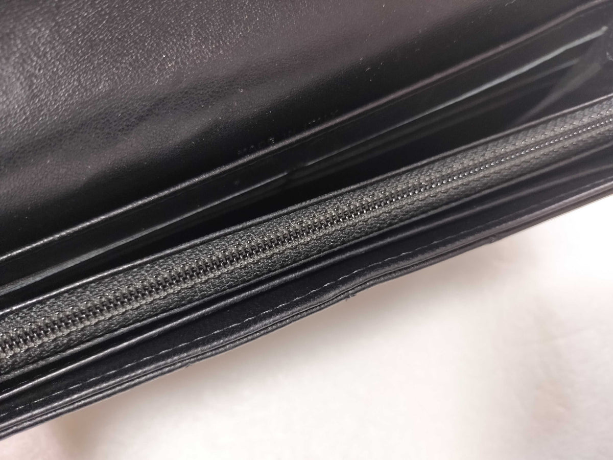 Chanel Boy Flap Quilted Lambskin, Black, Leather, Wallet