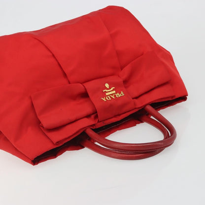 Prada Bow Tote Tessuto with Leather, Red, Nylon, Tote Bag