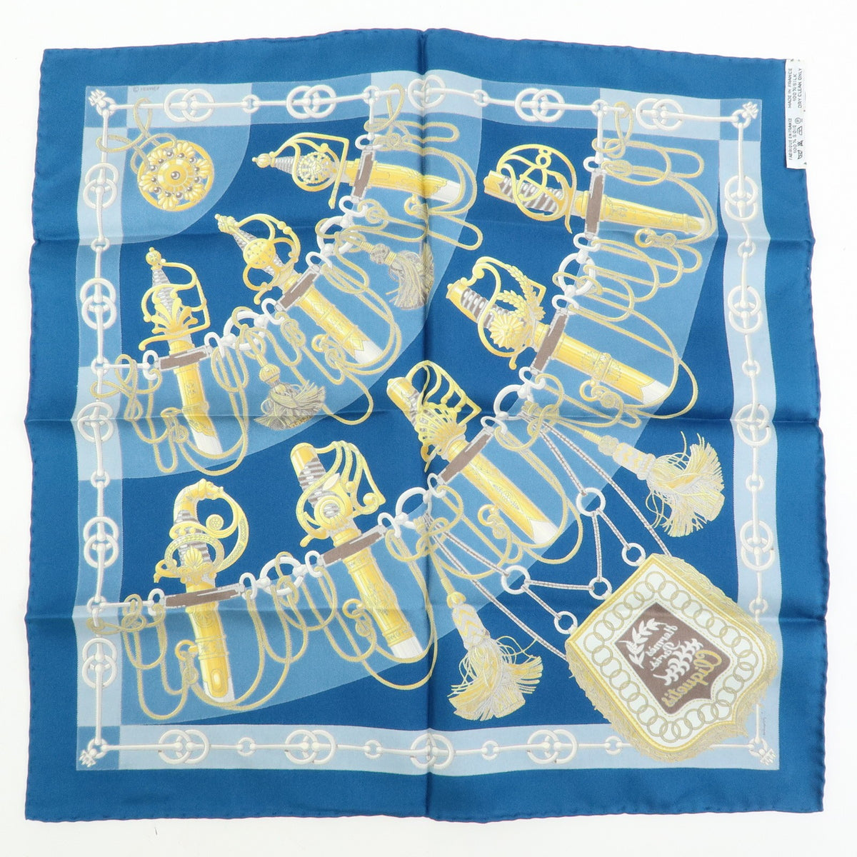 Hermes Carré 42 Silk, Blue, Silk, Scarf