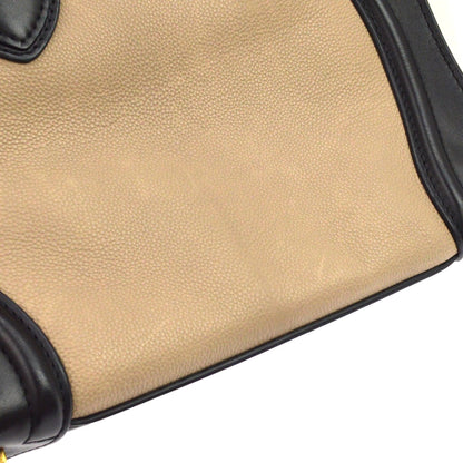 Celine Tricolor Luggage Leather, Beige, Leather, Handbag