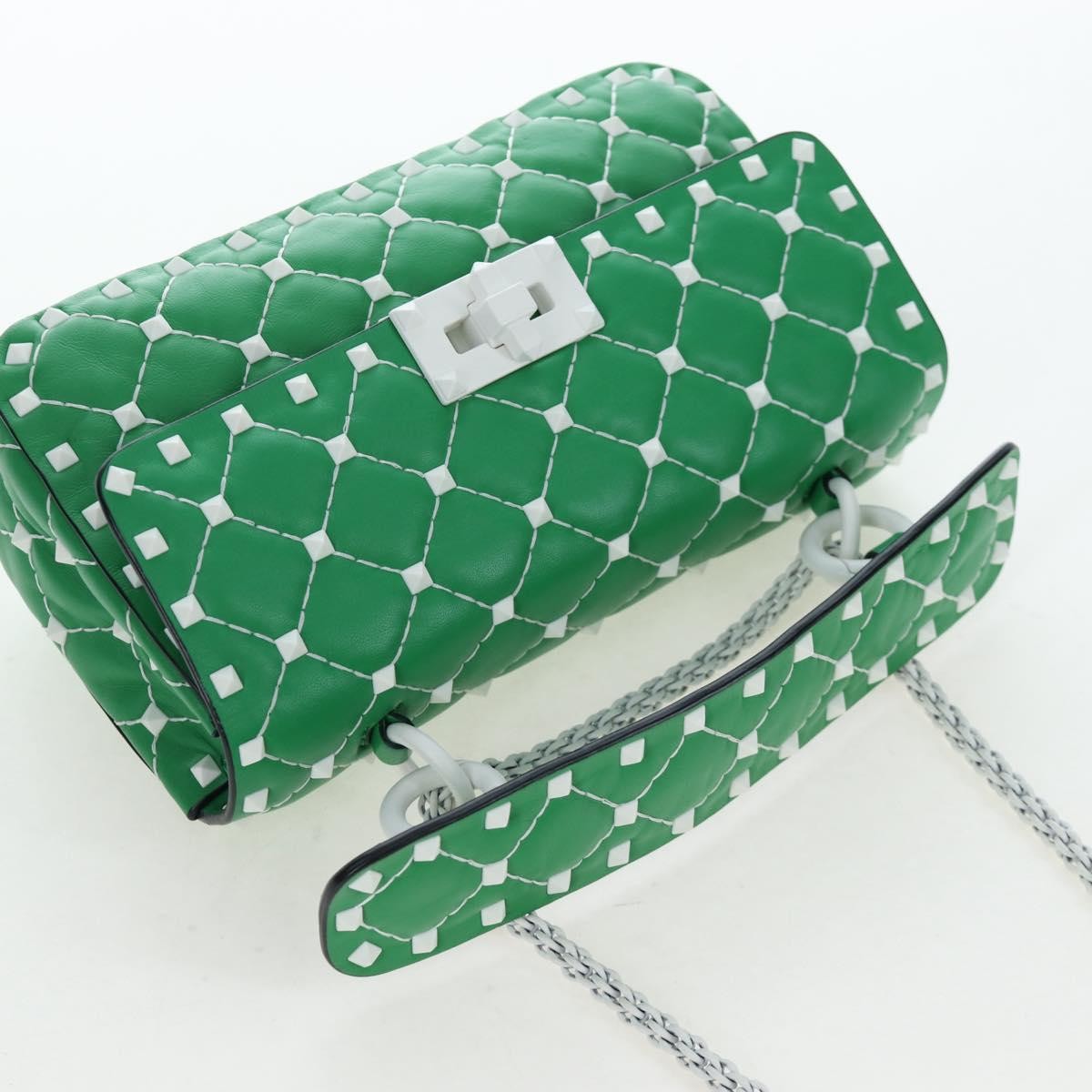 Valentino Garavani Free Rockstud Spike Flap Quilted Leather, Green, Leather, Handbag