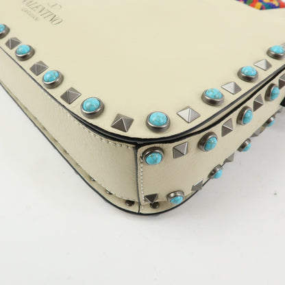 Valentino Garavani Rolling Rockstud Leather with Cabochons, Multicolour, Leather, Crossbody Bag