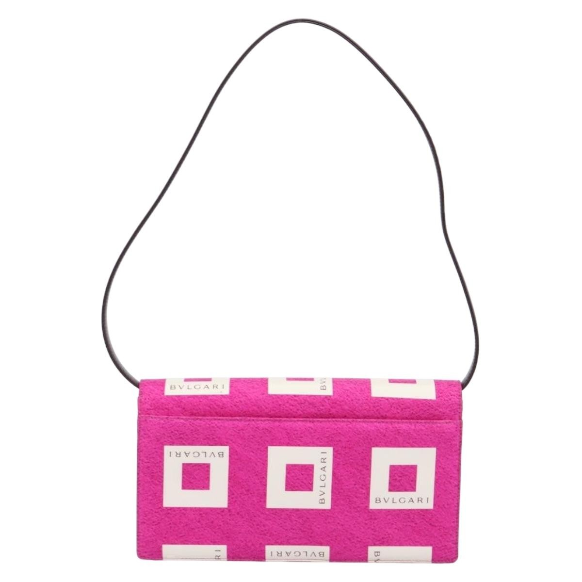 Bvlgari Clutch Canvas and Leather, Pink, Canvas, Clutch
