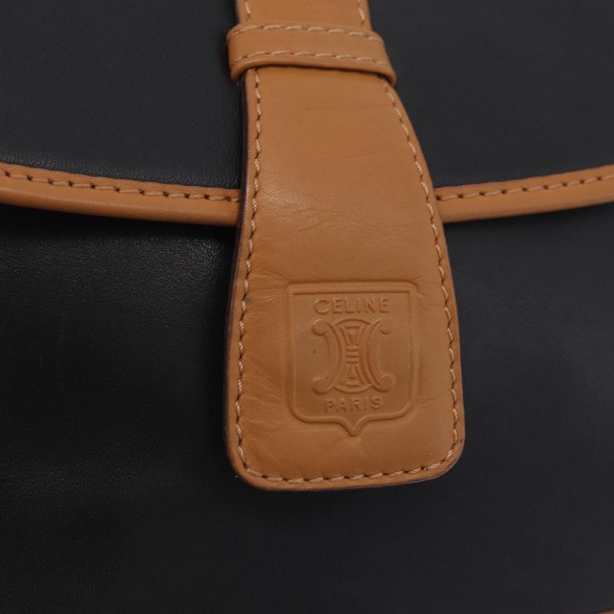 Celine Shoulder Leather, Black, Leather, Shoulder Bag